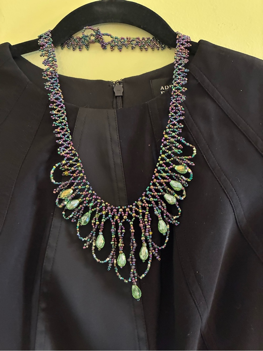 Beaded Green Teardrop Statement Necklace - Women Jewelry